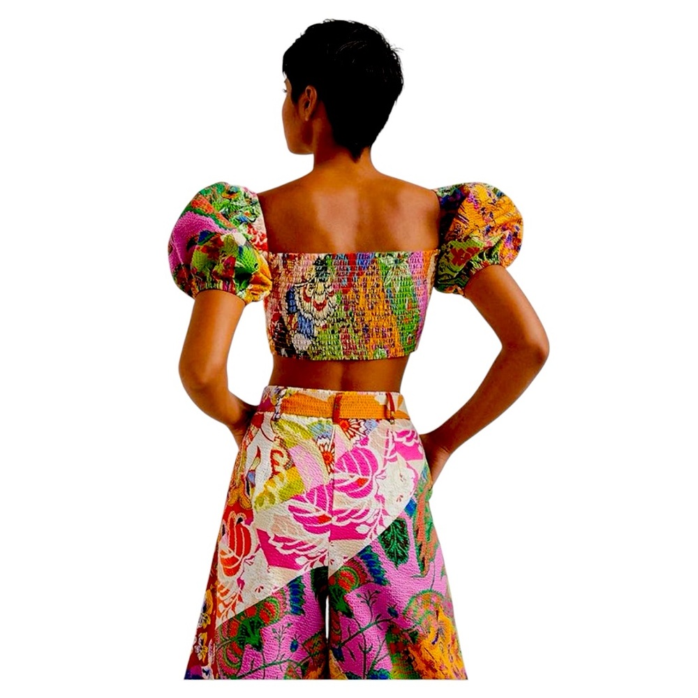 DESIGUAL By M. Christian Lacroix Fiona Blouse/Crop Top, Multicolored, Size L. - Picture 2 of 10